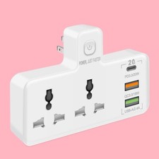 Heavy-Duty 2 Prong Wall Plug Outlet Extender, 2 Outlet Splitter with 3 USB Ports