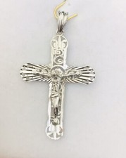 18K Solid White Gold Cluster Cross Pendant 3.00Grams 600 