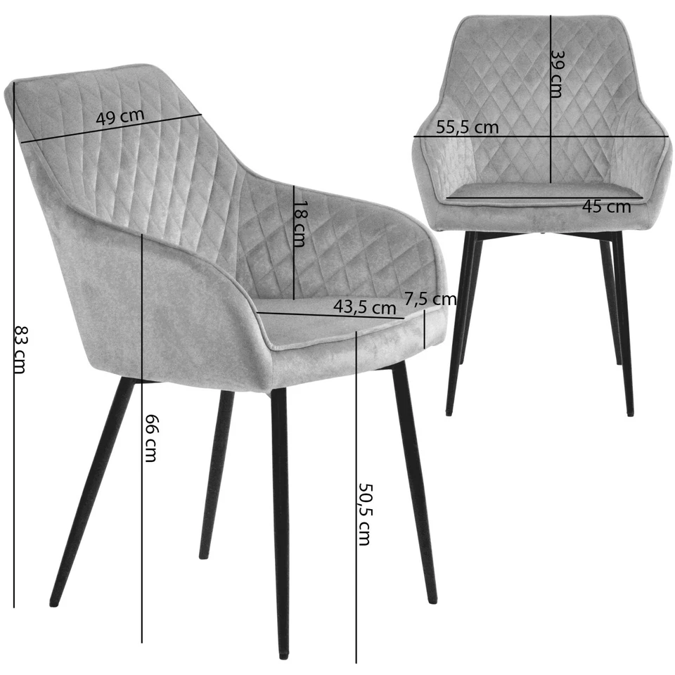 Esszimmerstühle Samt Esszimmerstuhl Küchen Wohnzimmer Stuhl Set Küchenstuhl - Bild 3 von 4