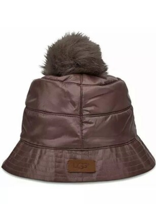 NWT Ugg Ladies All Weather Bucket Hat W/ Pom Black Stormy  display picture 2