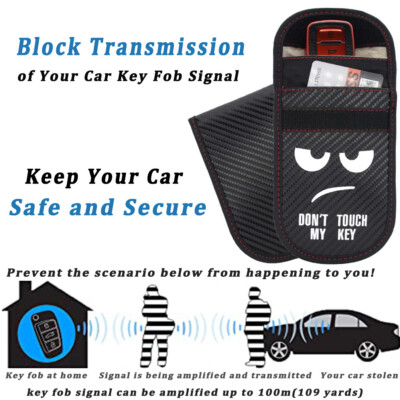 Faraday Pouch Sleutelhanger Protector, Faraday Tas voor Sleutelhanger, Auto RFID Signaal Blokkeren Sleutelhanger Protector, Faraday Cage Protector, Carbon Fiber Faraday Pouch Sleutelhanger Protector