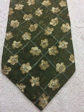 KENNETH COLE MENS TIE GREEN WITH BEIGE AND TAN 4 X 59