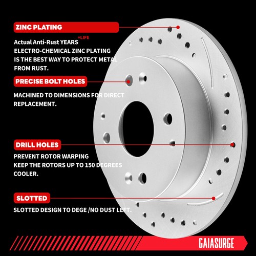 13.1in Rear Drilled Brake Rotors Ceramic Brake Pads for Ford F-250 1998-1999 - Picture 4 of 10