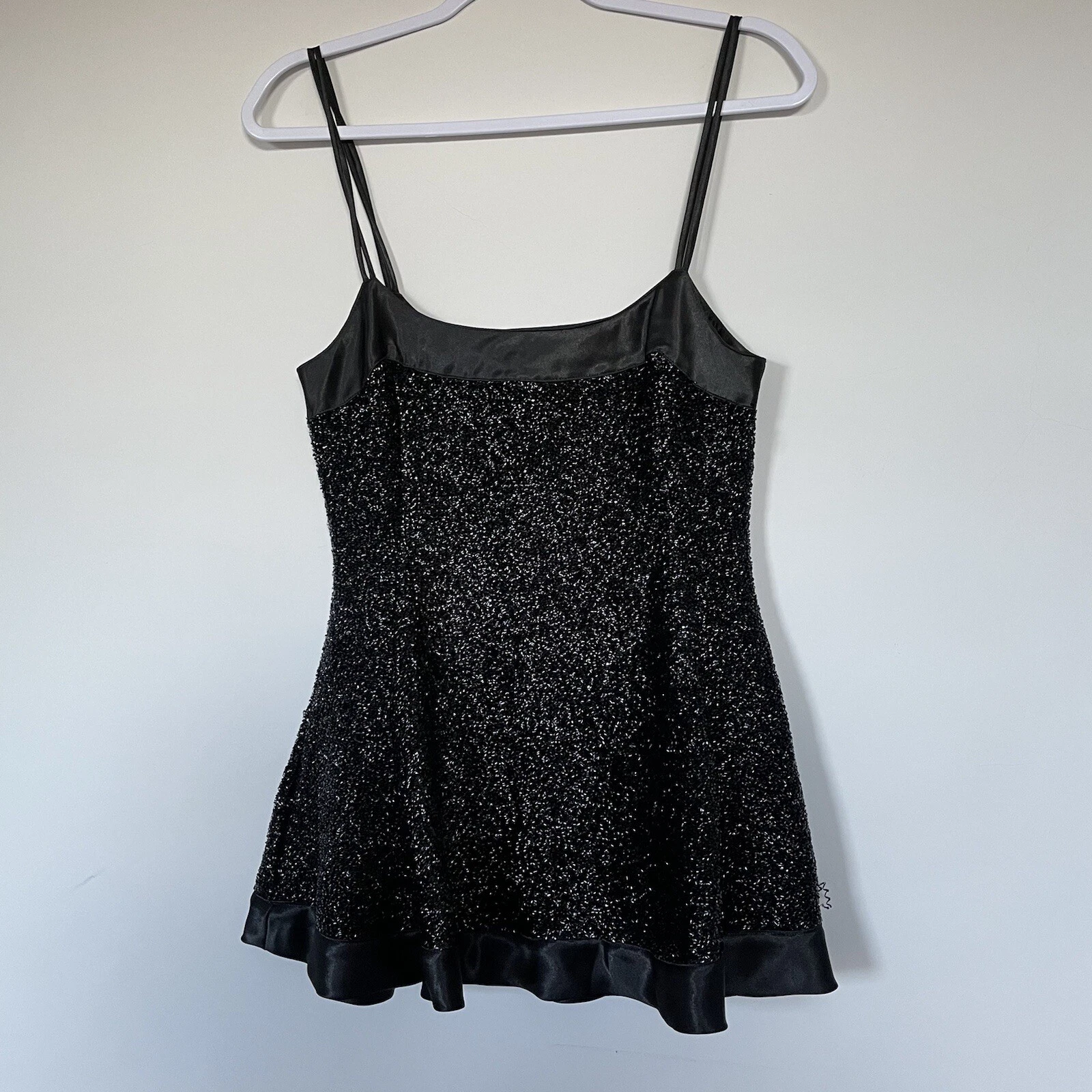 UNDERCOVER Mini abito vintage anni '80 VICTORIA'S SECRET nero metallo metallizzato metallo slip LBD NYE y2k P S