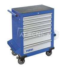 Werkzeugwagen 7 Schubladen Kippgeschützt Fervi C960/F7 Papierhalter + Tablett
