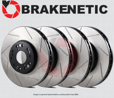 FRONT+REAR BRAKENETIC Premium Slotted Brake Disc Rotors BPRS84992
