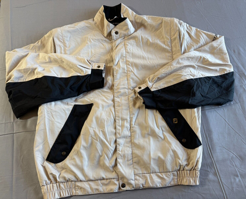 FootJoy Dryjoys Jacket Mens XL Tan Black Windbreaker RainProof Performance Golf
