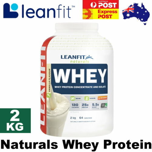 Leanfit Naturals 100% Whey Protein Vanilla 2KG Energy, Repairs & Rebuilds Muscle - Picture 1 of 9