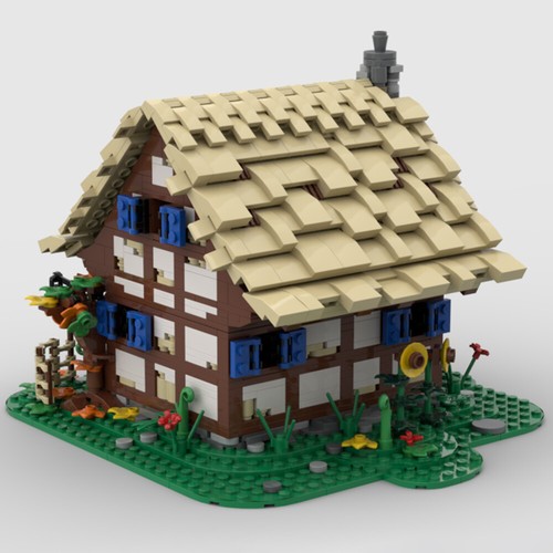 MOC: Medieval Village House with Fireplace Dining Table, Closet 2862 Pieces - Picture 2 of 4