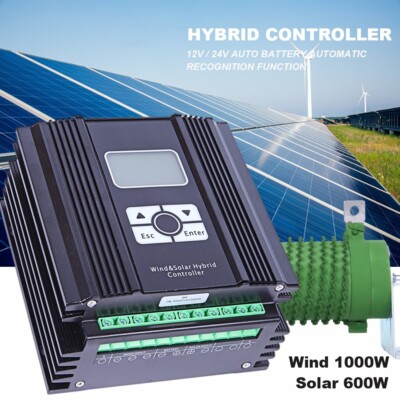 MPPT Hybrid Laderegler 1000W Wind 600W Solar Ladung Booster Controller 12V 24V 