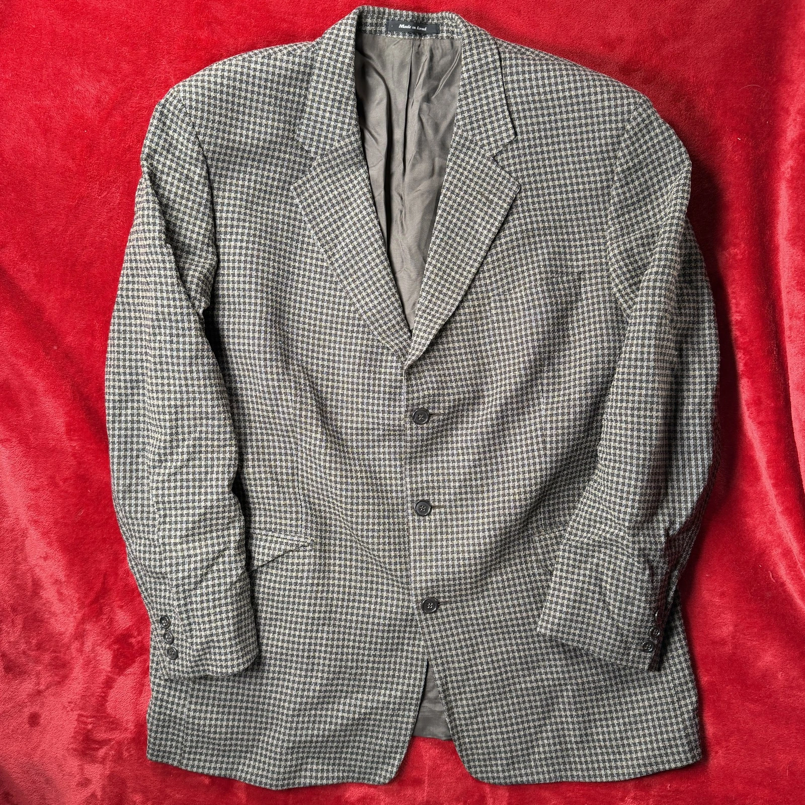 BAGIR INTERNATIONAL Men's 46L Houndstooth Wool Blend Sport Coat Blazer Jacket