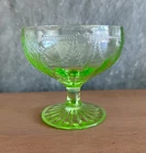 Anchor Hocking Green Depression Glass Sherbet Cup Uranium Glass Cameo VTG 1930s