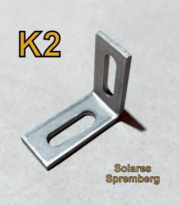 1-100x Befestigungswinkel K2 / Edelstahl / Langloch M10 / 90 Grad L=60 / 70mm