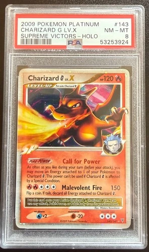 PSA 8 Charizard G Lv. X #143 2009 Platinum Supreme Victors Holo Pokemon Card