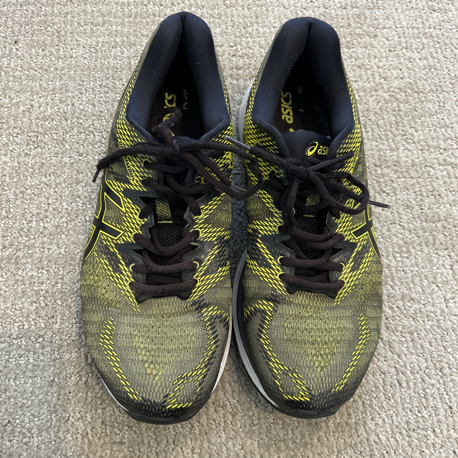 ASICS Gel Nimbus 20 Running Shoes Mens 11 Black Yellow Cushioned T800N Athletic