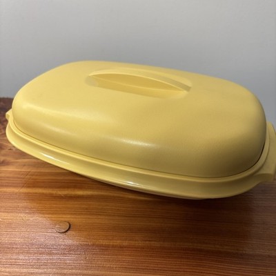 VINTAGE Tupperware Microwave Vegetable Rice Steamer 3 Piece Harvest Gold Yellow