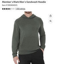 Member's Mark Green Sandwashed Pullover Hoodie Men's S Moisture Wicking. 4