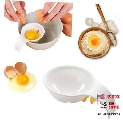 1pc White Egg White Yolk Separator,Egg Separator for Raw Eggs,Bowl-Clip and