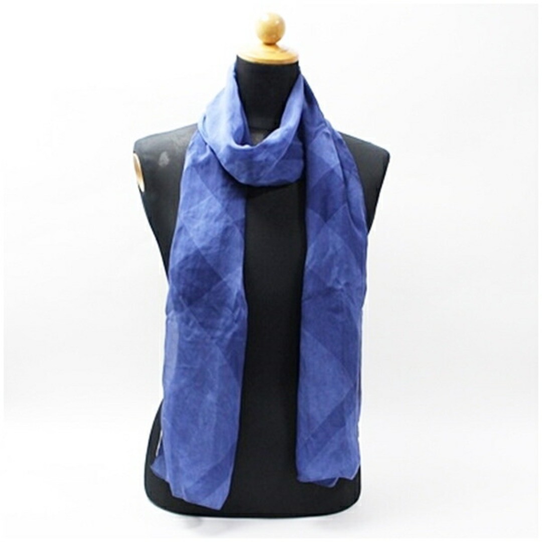 BURBERRY Rectangular Stole Blue Plain Check Women… - image 1