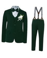 Boy Suit for Formal Occasion 7 Pcs Including Jacket, 8-9 Years Green 7pcs