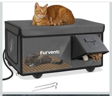 Wagstro Heated Outdoor Cat House Waterproof Insulated Shelter Gray. 25"x16" x12