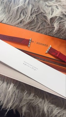 Hermes Apple Watch Armband Leder Rot Armband für Smartwatch Gebraucht