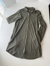 Faherty Legend Sweater Dress Olive Army Green Twill Long Sleeve Button Up medium