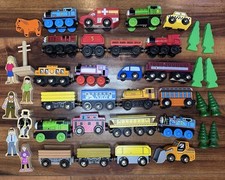 Lot Of 40 Thomas The Train  Friends Compatible Wood Wooden Cars People Signs