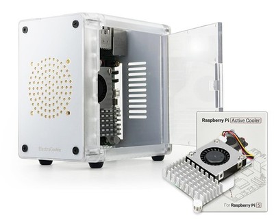 ElectroCookie Mini PC Case for Raspberry Pi 5   Side Door Access Clear White 