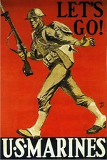 Lets Go US Marines Vintage World War 2 WWII Poster Print