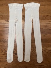 Cat  Jack Two Pairs of Girls Off-White Tights Opaque Size 12-14