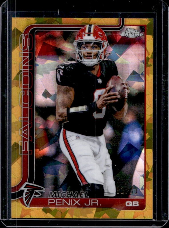 2025 Topps Chrome Sapphire Michael Penix Jr. Gold Refractor #/50 Falcons