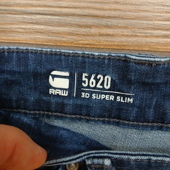 Jeans masculino G Star cru 34x34 azul denim 5620 3D super fino desbotado (ADEQUADO PARA 33x30) - Imagem 2 de 4