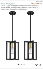 2 Pack 1 Light Hanging Industrial Kitchen Island Pendant Light Lantern Farmhouse