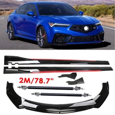 For Acura Front Bumper Lip Splitter Glossy Black Red Body Kit Side