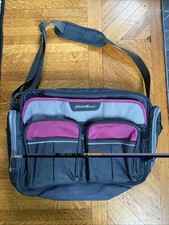 EDDIE BAUER DIAPER BAG - GRAY W/ FUSCIA HOT PINK HIGHLIGHTS