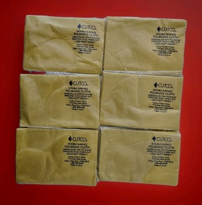 NEW Lot of 6 Cutco Cutlery Double Surface Polishing Cloth Yellow USA NEW in Pack