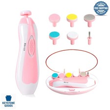 Electric Baby Nail Trimmer Kit with Light 6 Grinding Heads