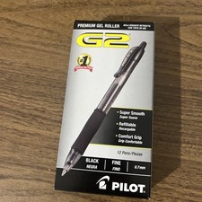 Pilot G2 Premium Gel Ink Roller Ball Pens Black Medium Pt 0.7 12 Pens NIB