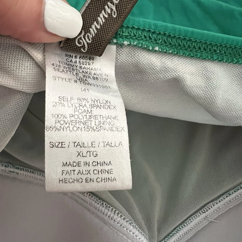 Tommy Bahama Verde Tankini Halter Top Talla Mujer’s XL Extraíble Correa Negra Foto 4 de 4