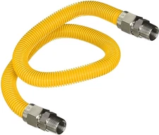 Gas Connector 60 Inch Yellow Coated Stainless Steel, 5/8” OD Flexible Gas Hose C
