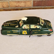 Marx Dick Tracy Police Squad Car Tin Key Wind-Up Toy Vintage 1950's