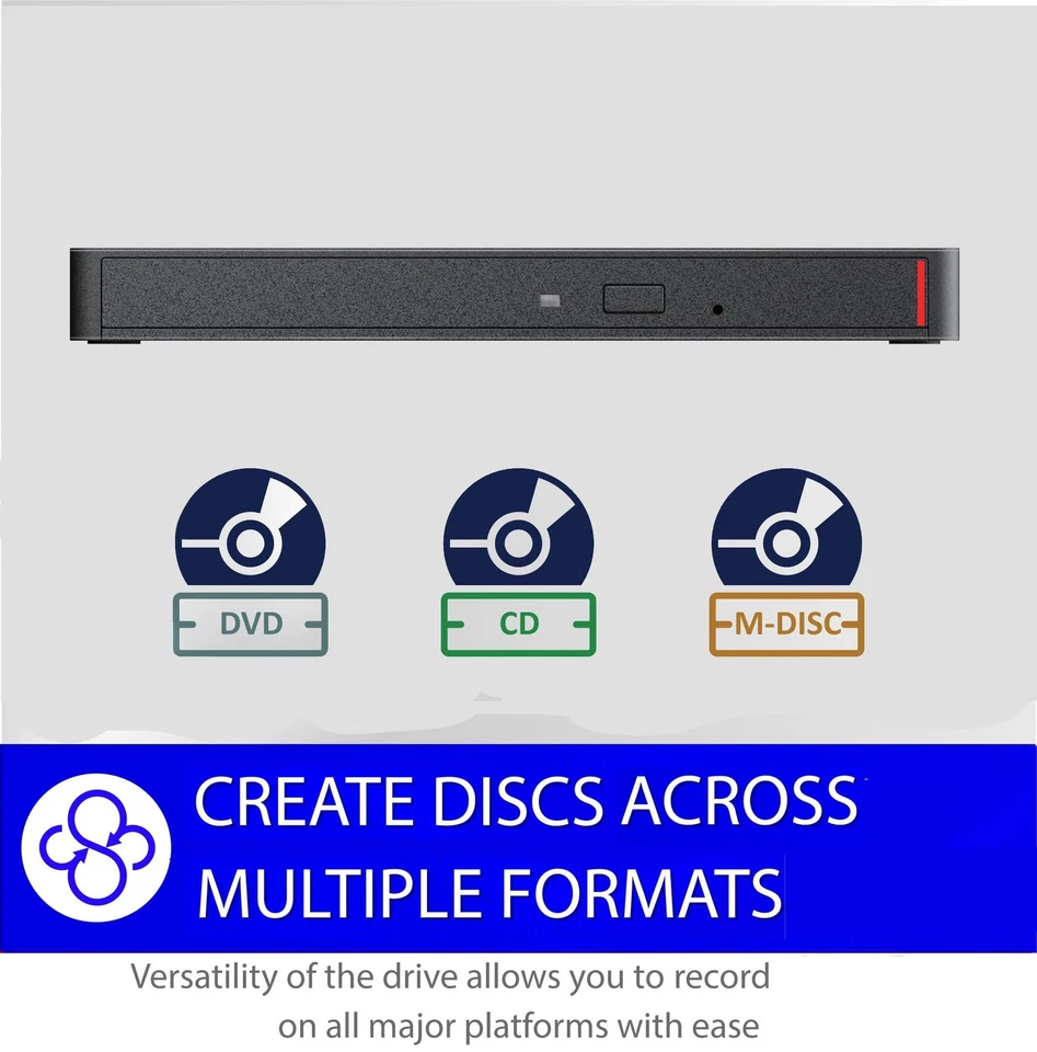 Buffalo MediaStation 8x Portable DVD Writer with M-DISC Support DVSMPUV8U3B - Image 4 of 4