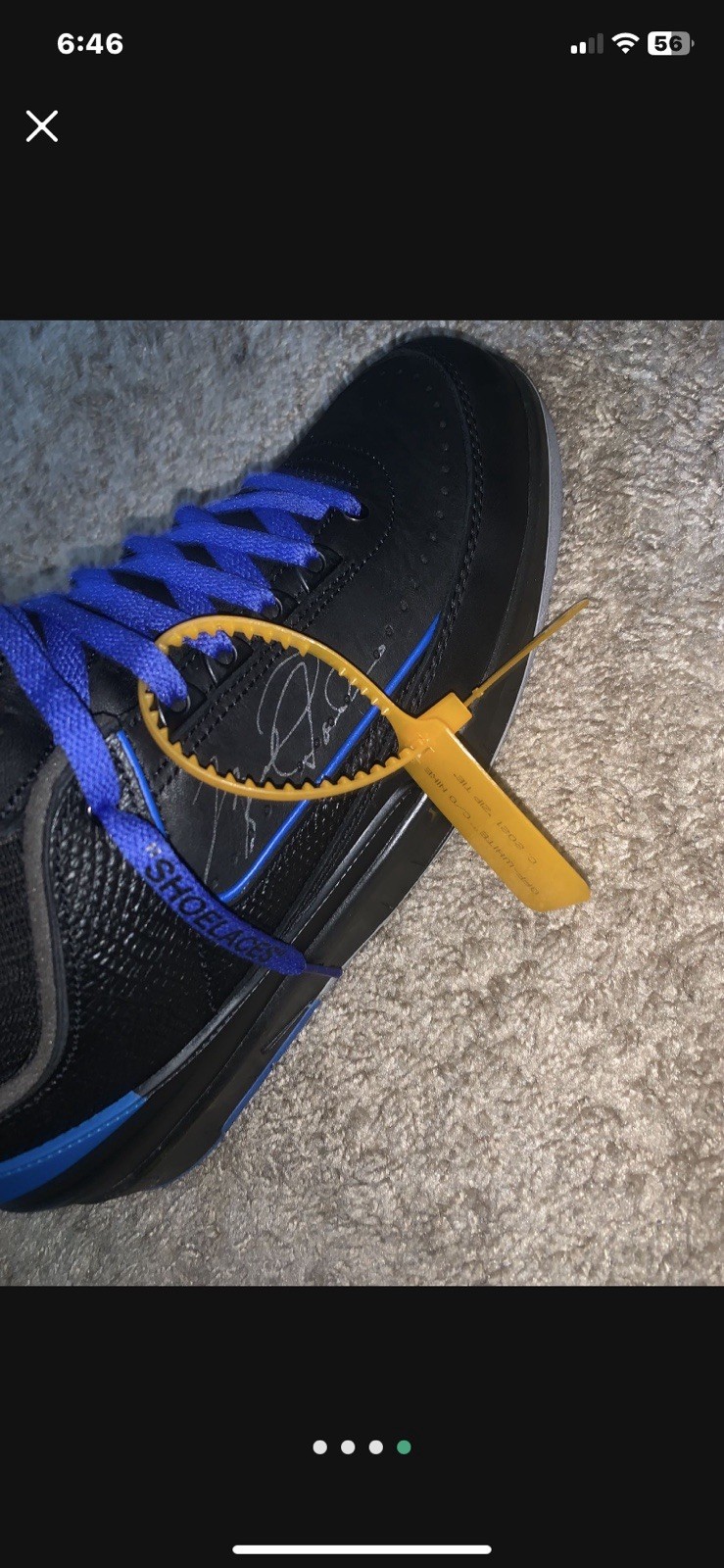 Jordan Air Jordan 2 Retro Low Off-White Black Blue Leather Sneaker thumbnail 4