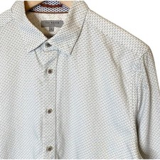 Ted Baker Men's Shirt White Print Dress Shirt size 4 / US Medium
