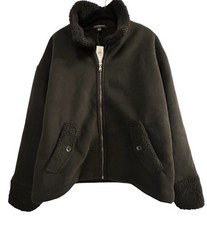 BANANA REPUBLIC Sherpa Bomber JacketWomen's Size Medium Black NWT