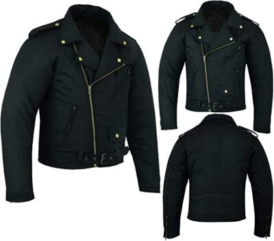 Warrior Motorrad schwarz gewachste Baumwolle CE Armour Brando wasserdichte Bikerjacke