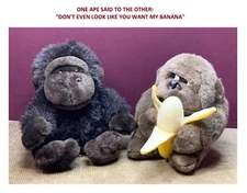 PAIR OF APES - ONE F.A.O SCHWARZ & ONE UNMARKED  PLUSH/STUFFED ANIMAL