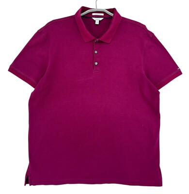 CALVIN KLEIN Men Burgundy Polo Neck T-Shirt Size L
