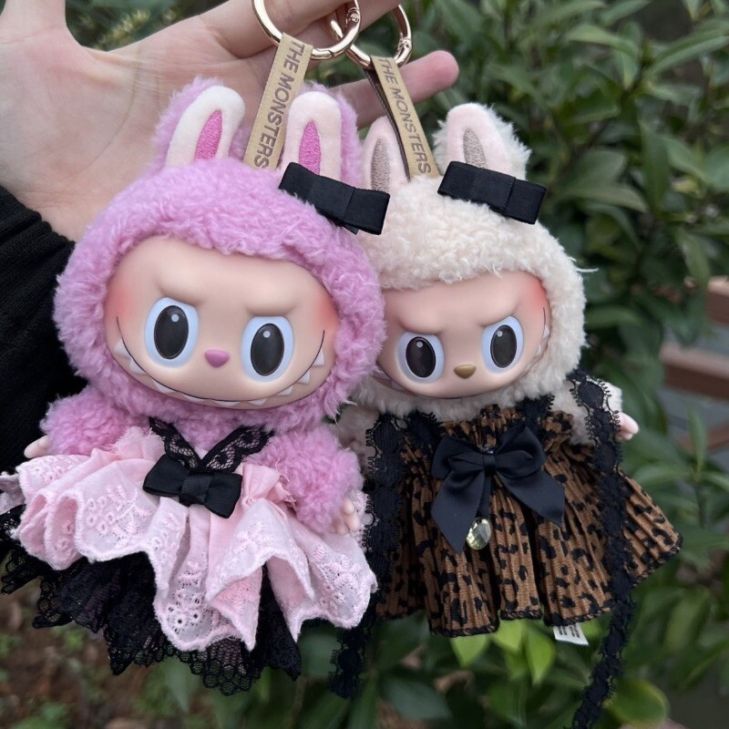 POP MART LABUBU The Monsters Plush DIY Mini Black Leopard Print Skirt ...